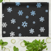雪片（青と白） キッチンタオル (折り畳み)