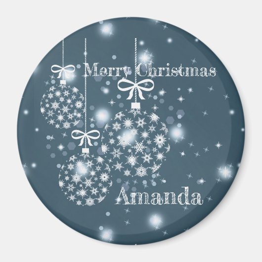 雪片，青と白，風船 マグネット (正面)