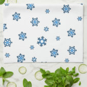 雪片（青と黒） キッチンタオル (折り畳み)