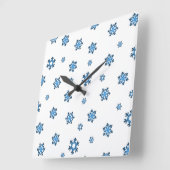 雪片（青と黒） スクエア壁時計 (傾斜)