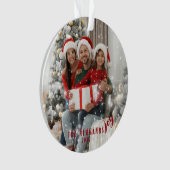 雪片Joyful Holiday Family Photo Ceramic Or オーナメント (正面)