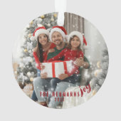 雪片Joyful Holiday Family Photo Ceramic Or オーナメント (裏面)