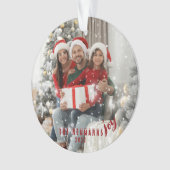 雪片Joyful Holiday Family Photo Ceramic Or オーナメント (正面)