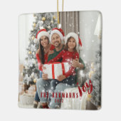 雪片Joyful Holiday Family Photo Ceramic Or セラミックオーナメント (左)