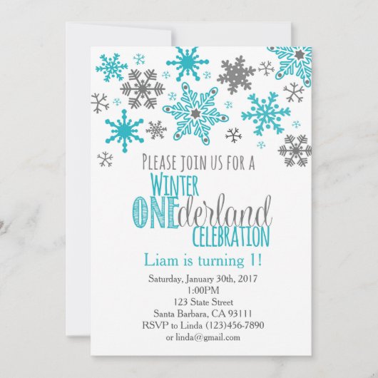 雪片ONEderland誕生日招待状 – アクア 招待状 (正面)