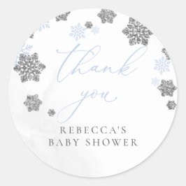 雪片Winter Boy Baby Shower Thank You ラウンドシール