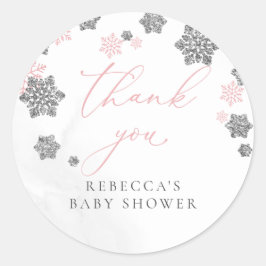 雪片Winter Girl Baby Showerありがとう ラウンドシール