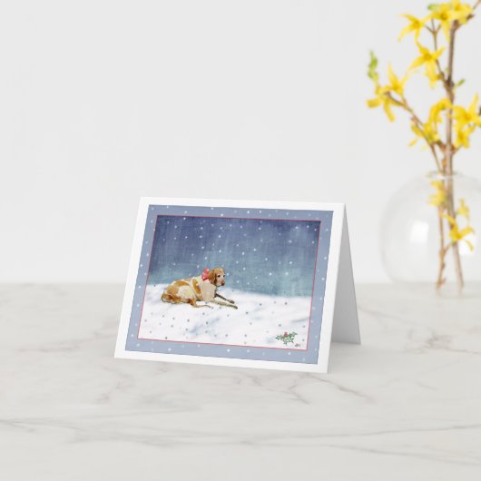 雪犬 カード (黄色い花)