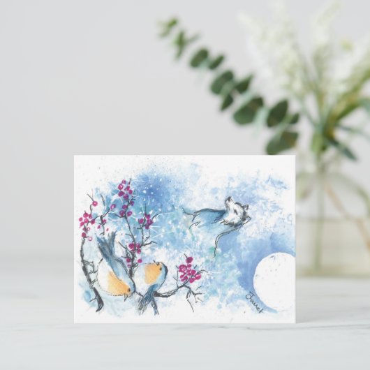 雪狼とロビンズハガキ ポストカード (スタンド正面)