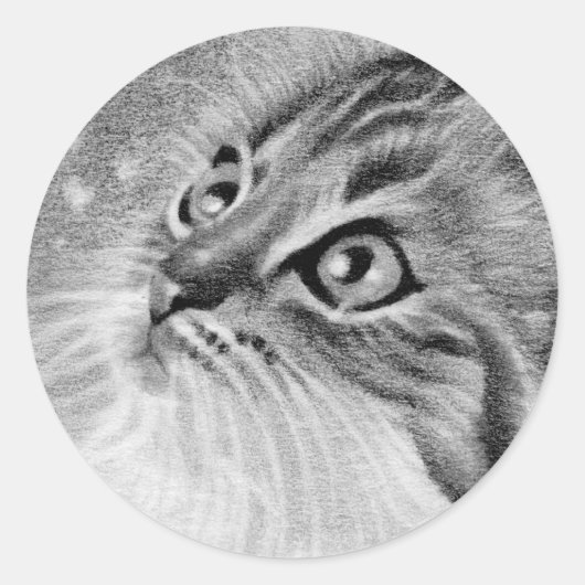 雪猫ねこ ラウンドシール (正面)