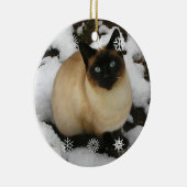 雪猫のオーナメント セラミックオーナメント (右)