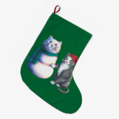 雪猫の貯蔵 ラージクリスマスストッキング (正面 (吊り時))