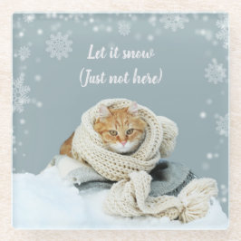 雪猫ガラスコースター ガラスコースター