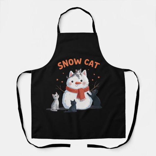 雪猫クリスマスキャッツラブギフトホリデー冬 エプロン (正面)