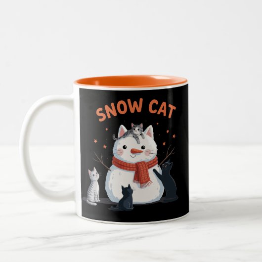 雪猫クリスマスキャッツラブギフトホリデー冬 ツートーンマグカップ (左)