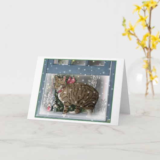 雪猫 カード (黄色い花)