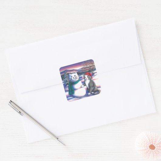 雪猫 スクエアシール (封筒)