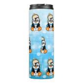 雪玉が飾られた愛らしい手描きペンギン タンブラー (裏面)