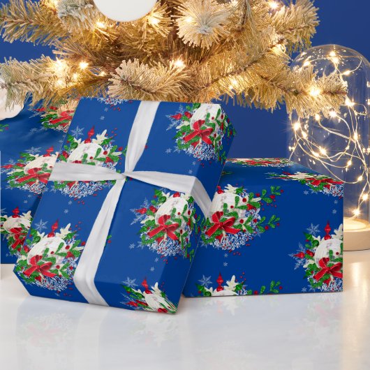 雪玉とリボン ラッピングペーパー (クリスマス)