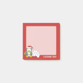 雪玉と座っているクリスマス ペンギン ポストイット (正面)