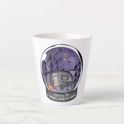 雪玉のハロウィーンキャンパー カフェラテマグ (正面)
