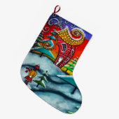 雪玉の戦いのクリスマスのストッキング ラージクリスマスストッキング (正面 (吊り時))