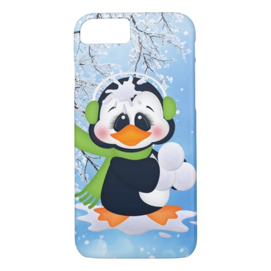 雪玉の戦いのクリスマスのペンギン7の例 Case-Mate iPhoneケース (裏面)