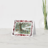 雪玉の戦いのビクトリアンなヴィンテージのクリスマス シーズンカード (正面)