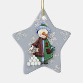 雪玉の販売お洒落雪だるま セラミックオーナメント (右)