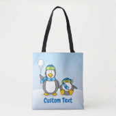 雪玉を投げるペンギンのトートバッグ トートバッグ (正面)