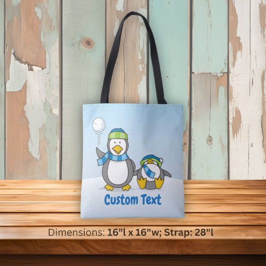 雪玉を投げるペンギンのトートバッグ トートバッグ
