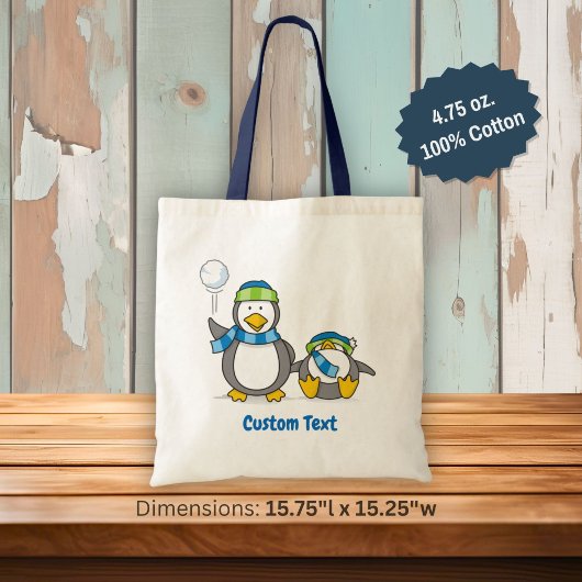 雪玉を投げるペンギンのトートバッグ トートバッグ