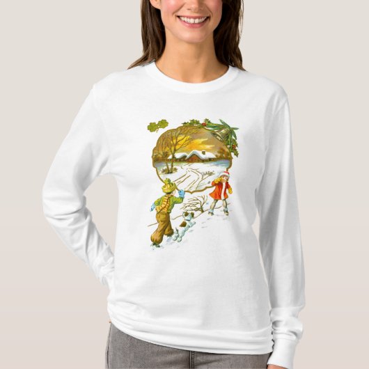 雪玉を投げる少年 Tシャツ (正面)