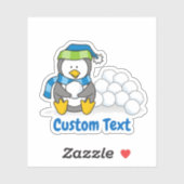 雪玉を抱えた小さなペンギン シール (シート)