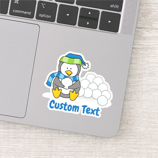 雪玉を抱えた小さなペンギン シール (詳細)