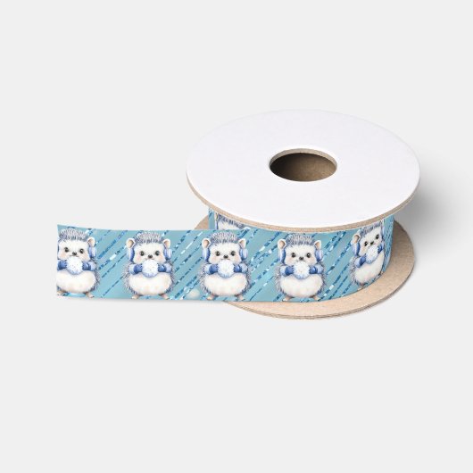 雪玉を持つハリネズミ サテンリボン (リール)