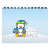 雪玉を持つペンギンのイラスト カレンダー (カバー)