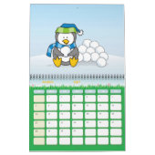 雪玉を持つペンギンのイラスト カレンダー (3月 2027)