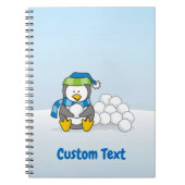 雪玉を持つペンギンのイラスト ノートブック (正面)