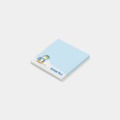 雪玉を持つペンギンのイラスト ポストイット (アングル)