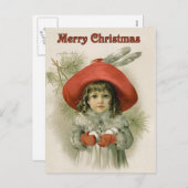 雪玉を持つ女の子 シーズンポストカード (正面/裏面)