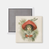 雪玉を持つ女の子 マグネット (正面/裏面)