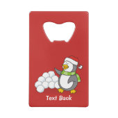 雪玉を振るクリスマスペンギン クレジットカード栓抜き (裏面)