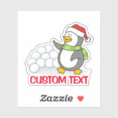雪玉を振るクリスマスペンギン シール (シート)