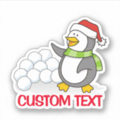 雪玉を振るクリスマスペンギン シール (正面)