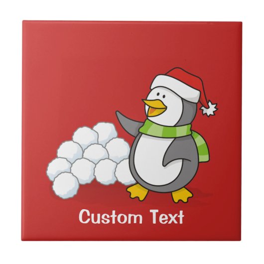 雪玉を振るクリスマスペンギン タイル (正面)