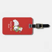 雪玉を振るクリスマスペンギン ラゲッジタグ (正面横)