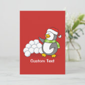 雪玉を振るクリスマスペンギン 招待状 (スタンド正面)