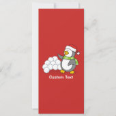 雪玉を振るクリスマスペンギン 招待状 (正面)
