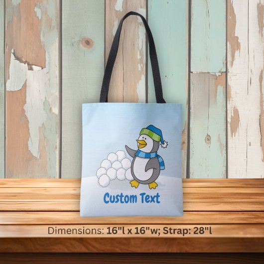 雪玉を振る小さなペンギンのトートバッグ トートバッグ